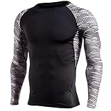 Xmiral Herren Tight-Drying Tops Fitness Langarm T-Shirt Bodybuilding Haut dünne Bluse(M,Schwarz 2)