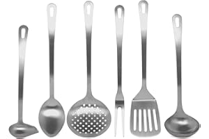 BIRAMBEAU - Set de 6 ustensiles de cuisine haute résistance inox - 18% chrome