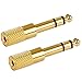 Price comparison product image Poppstar 2x Audio Adapter Coupler Jack 3.5 mm Female to 6.3 mm Male Jack Socket for Jack – Stereo Aux Cable Connected, Gold Plated