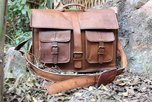 Handolederco Klassische Schultertasche f  r Erwachsene  100    echtes Leder  45 7  cm  unisex  Laptop-   Aktentasche  Braun