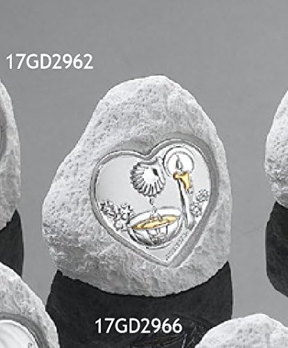 Oggettistica per bomboniere Set of 4 Rock with in Laminate Silver Christening Plate in Gift Box Made in Italy