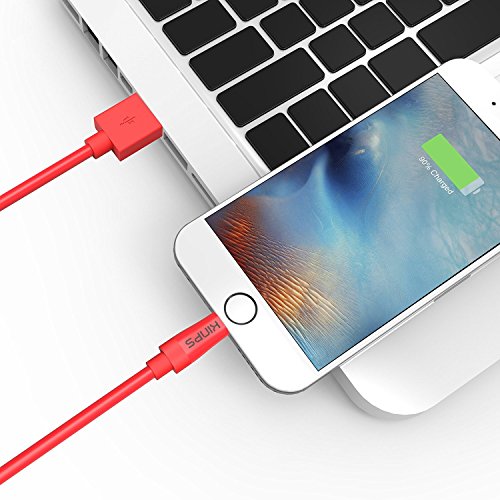 Apple Kabel, Kinps [Apple MFi Zertifiziert] 3m Extralang Lightning Ladekabel/Datenkabel Cable für iphone 6/ 6s / 6 Plus / 6s Plus / 5s / 5c / 5,iPad mini / mini 2 / mini 3, iPad Air / iPad Air 2 (Rot) - 6