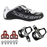 SIDEBIKE Scarpe da Ciclismo con Pedale e Tacchetto, Scarpe da Ciclismo da Strada per Adulti, Scarpe da Bicicletta Resistenti al Vento in Nylon Traspirante con Rete (43)