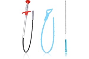 YUE QIN 3 Stück Abflussspirale Spülbecken Reinigungshaken 160CM Abflussschlange mit Abflussreiniger Spirale und Rohrreinigungsbürste für Waschbecken Badewanne Abwasserkanäle