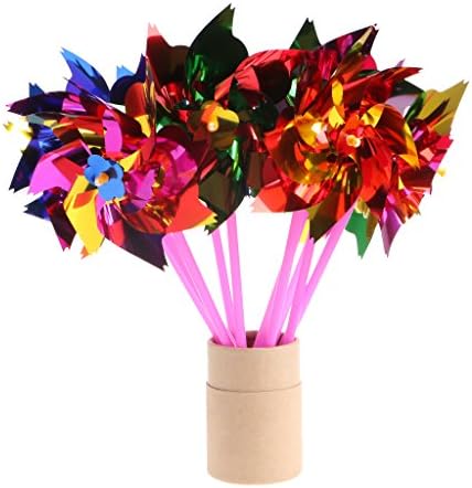 Haorw 10Pcs Plastic Windmill Pinwheel Wind Spinner Kids Toy Garden Lawn Party Decor