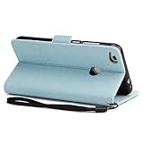 Huawei P8 Lite 2017 Hülle, Huawei P8 Lite 2017 Hülle Ledertasche Brieftasche im BookStyle, SainCat PU Leder Wallet Case Folio Prägung Schutzhülle Glitzer Campanula Muster Hülle Bumper Bling Strass Handytasche Skin Schale Soft Backcover Handy Tasche Flip Cover Buchstil Klapptasche in Lederoptik mit Standfunktion Karteneinschub und Magnetverschluß Etui Flip Case für Huawei P8 Lite 2017 (Blau) - 5