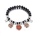Lureme Sport Schmuck Schwarz Perlen Charms Basketball Armband Strecken (bl003049-1)