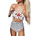 Produktbild Internet Damen Blumen Drucken Bademode Sexy Neckholder Push-up Bra Beach Bikini Set Hoher Taille Split Badeanzug Swimwear Shorts Tops mit Bikini Höschen Zweiteilig Schwimmanzug (Mehrfarbig, S)