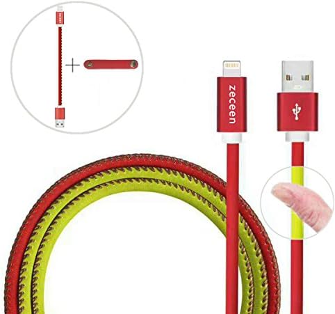 Lightning Cable Zeceen,iphone Cable Thermal Sensor Heat Induction Color Changing Lightning Cable,Leather Charging &amp; Syncing USB Data Cable (3.3ft/1m) 8 Pin Apple Devices iPhone for iPhone iPad Pro / Air /mini2 / mini3 / 4th Gen iPod Nano 7th Gen - iOS10(Red) …