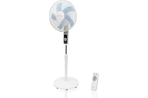 Rowenta Turbo Silence - Ventilador de pie, solo 35 dB (A) modo Silent Night ahorro energía, 12 velocidades, pantalla LED digital, temporizador, mando a distancia, blanco, VU5650