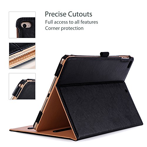 ProCase iPad Fall 9.7 „2017 – Weinlese-Folio-Standplatz-Abdeckungs-Fall für neues 2017 Apple iPad 9.7 Zoll, passen auch iPad Luft 2 / iPad Luft, mit mehrfachen Betrachtungs-Winkeln, Dokument-Karten-Tasche -Schwarz - 5