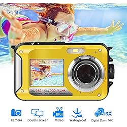 Camara Acuatica Sumergible Full HD 1080P para Snorkeling 24.0 MP Camara Acuatica Pantalla Dual Camaras Fotograficas