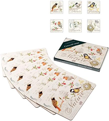 Set of 6 Person Setting Songbird Tablemats and Drinks Coasters
