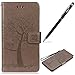 Produktbild Sony Xperia XZ2 Hülle,Xperia XZ2 Leather Handyhülle,WIWJ Handyhülle Wallet Case[Imprinted Baum und Eule Handyhülle] Flip Schutzhülle in Standfunktion Kredit Kartenfächer Magnetverschluss PU Leder Lederhülle Silikon Anti-Scratch Shell Back Cover Folio Hüllen Schale Schutzhüllen für Sony Xperia XZ2+1x Touch Stylus Pen-Grau