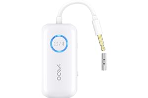 YMOO Adaptateur Bluetooth 5.3 HiFi, Émetteur Récepteur Bluetooth 2 en 1 avec aptX HD/aptX-LL, Double Connexion/Jack 3,5 mm, Adaptateur Jack Bluetooth pour TV/Avion/Téléphone/Écouteurs Bluetooth