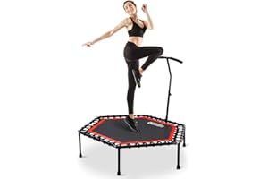 ONETWOFIT Mini Trampoline de Fitness Silencieux de 114,3 cm/121,9 cm/129,5 cm avec poignée réglable pour Fitness Trampoline de Fitness rebondisseur Saut Cardio entraînement pour Adultes ou Enfants