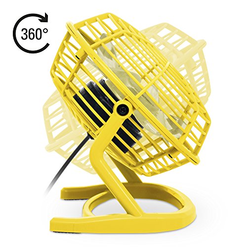 TROTEC TVE 1Y Mini USB Ventilator / Fan / Lüfter in Sunny Yellow, geräuscharm mit An/Aus-Schalter, 360° Neigungswinkel, ideal für Schreibtisch Laptop Notebook, oder unterwegs (gelb) - 2