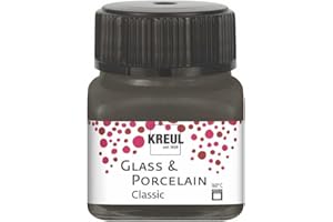 KREUL 16226 - Vidrio y Porcelana Classic marrón Oscuro, en Bote de 20 ml, Pintura Brillante al Agua para Vidrio y Porcelana, de Secado rápido, Opaca