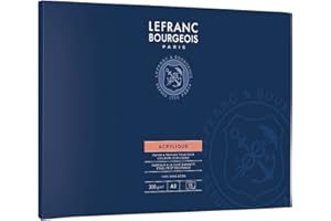 Lefranc Bourgeois blocco carta per colori acrilici - blocco incollato su 1 lato da 15 fogli 300gr/mq. Dimensione A3
