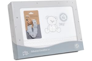 mibebestore Sabanas de Invierno CORALINA Extrasuave Cuna 60X120 - (Bajera+encimera+Funda Almohada) - Color: Gris
