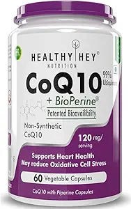 HealthyHey High Absorption CoQ10 with BioPerine - 120 mg - 60 Capsules