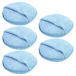 NUOBESTY 5pcs Car Wax Applicator Pads Microfiber Sponge Applicators Soft Foam Waxing Pad (Blue)