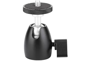 Bindpo Głowica statywu aparatu, stop aluminium 3 kg nośność mini głowica kulowa z uchwytem na śrubę 1/4 cala do monopod, uchwyt lampy itp.