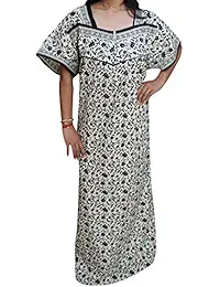Indiatrendzs Women Nighty Cotton Floral Sleepwear Free Size