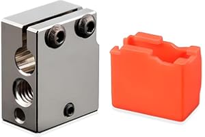 ZIZISHU Super Print High Temperature Blocco Riscaldatore Volcano Plate,Copper with Silicone Sock for FLSUN SR,Volcano Hotend,PT100 Cartridge Sensor DDB,Titan Dual Driver Extruder. (1PC)