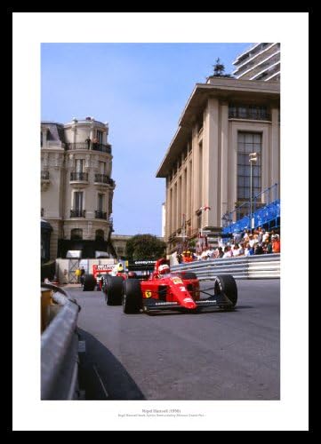 Framed Nigel Mansell 1990 Monaco Grand Prix Formula One Photo Memorabilia