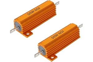 ETOPARS 2 Piezas 50W 6 Ohm Resistencia 5% Aluminio Carcasa Resistencia Bobinado Chasis Montado Resistencias de Carga Aluminio Caja Resistor Adaptador Luces Convertidor