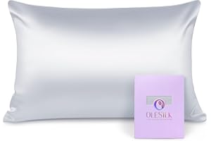 OLESILK Taie d'oreiller en Soie Naturelle de mûrier 16 Mommes: Prend Soin de Votre Peau et Moins de Perte de Cheveux - Grise argentée, 40x60cm