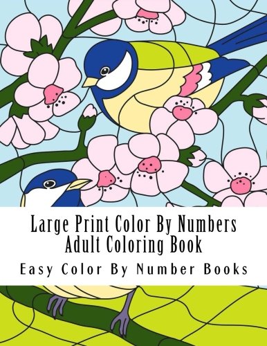 Large Print Color By Numbers Adult Coloring Book: Flowers, Butterflies, Birds & More Easy Designs: Volume 2 (Easy Adult Coloring Books)