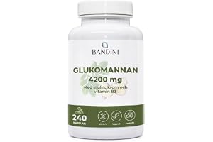 Bandini® Glucomannan från konjakroten - 4200 mg per dagsdos - 240 kapslar - | Optimerad med bakteriekulturer, krom, vitamin B3 och inulin - Högdostillskott - 100% Vegansk