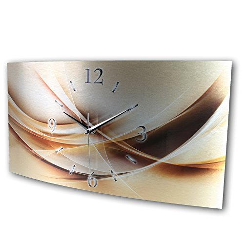 Kreative Feder Alu Metallic Gold Designer Funk Wanduhr Funkuhr modernes Design * leise ohne Ticken ** Made in Germany WAG019FL - 3