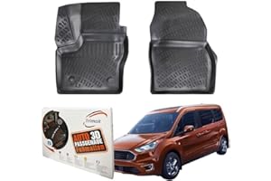 ‎TRIMAK Trimak Passgenau 3D Fussmatten Auto Kompatibel mit Ford Transit Connect 2 Gen 2013-2022 Auto Zubehör 1. Reihe Gummimatten Autos TPE Allwetter Geruchlos rutschfest Vorne Schwarz
