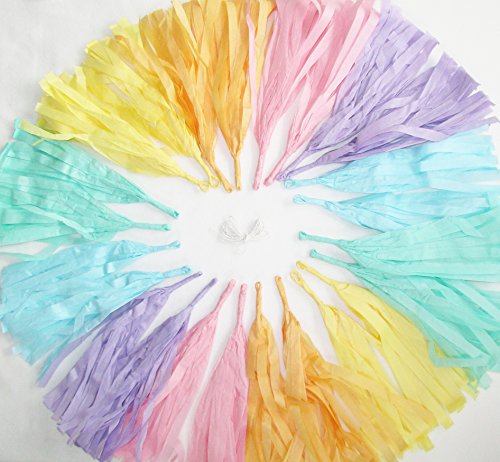 Fertige Pastell-Regenbogen-Farbene Fransen-Girlande – Tassel Girlande - 2