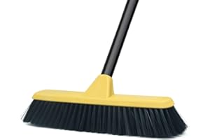 Lanhope Sweeping Brush Indoor with Soft Bristles Broom Indoor with 51.6 Inch Long Handle Soft Broom for Home Kitchen Bathroom Office Outdoor Garage Tub Decking Patio Grout Tile