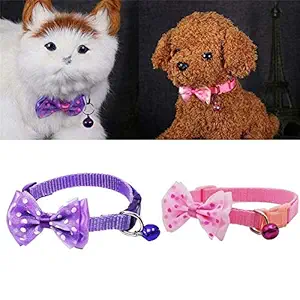 Small Dog & Cat 10 mm Cute Bow-tie Nylon Adjustable Collar with Bell Buy 1 Get 1 Free Total 2 pcs