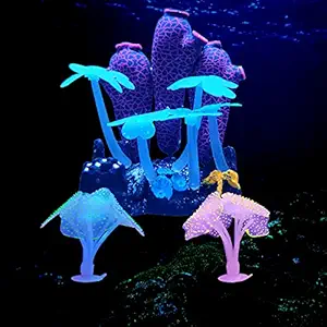 Supyouleg Aquarium Decorations Glow Soft Fish Tank Decoration Artificial Aquariums Decor Set - 3 Pack