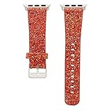 Flash Leather Apple Strap Ist Kompatibel Mit Der Apple Watch 1/2/3/4 Generation Uhren Und Platzt Mit Glänzendem Iwatch-Band-Geschenk,Orange,42mm
