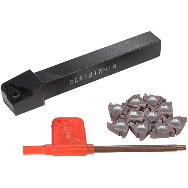 thumbnail image 2 of Maizoon CNC Lathe Threading Tool Set - SER1212H16 Holder, 10x 16ER AG60 Carbide Inserts, T15 Wrench 2 of 12