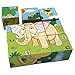 Produktbild PROW® 3D Hölzerne Tier Würfel Blöcke Jigsaw 6 muster Löwe Zebra Elefanten Nashorn Tiger Kaninchen Safe Holz training Phantasie Puzzles Spielzeug für Kinder Baby Kinder