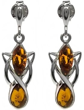 Bernstein Sterling Silber Keltisch Ohrringe