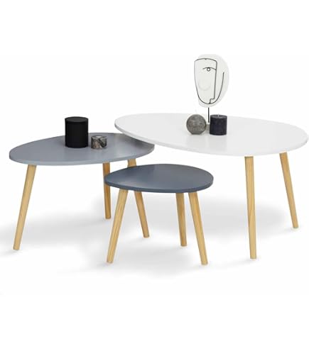 Lot De 2 Tables Basses Gigognes Mileo 98cm - Bois Naturel, Forme Ovale, Marron, Paris Prix
