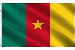 SHATCHI Large 5 x 3FT (150x90Cm) Cameroon National Flag Cameroonian Polyester Fabric Brass Eyelets for FIFA World Cup Football Rugby Sports Supporter