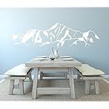 Wandtattoo Berglandschaft Wandaufkleber, Berg Sticker aus Vinyl, Abziehbild in drei Größen, schwarz, weiß, mittelgrau