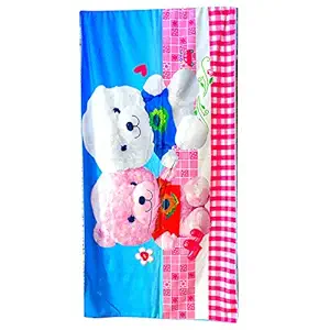 Toffee and Candy, Microfiber Printed Bath Towel for Kids Boys/Girls, 350 GSM Cotton Bath Towel - Multi Color, 42x22 cm