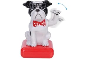 LICHENGTAI Giocattolo Danzante Solare, Decorazione Cruscotto Auto, Figura di Cane dei Cartoni Animati, Oscillante Solare, Ornamento per Auto Cruscotto, Bianco e Marrone
