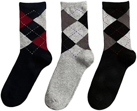 RFVBNM 3 pairs of ladies socks shallow mouth low help boat socks invisible socks cute Winter Retro Striped lattice dot diamond middle waist sock students socks cotton socks female Four Seasons Socks,A